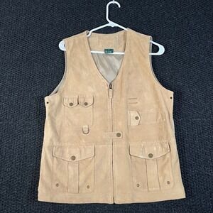 Vintage Ralph Lauren Suade Leather Tan Outerwear Fishing Vest Men's Size Small
